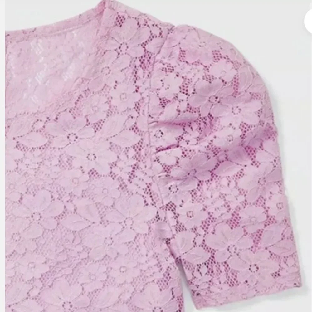 Justice Girls Size 10 Purple Lace Puff Sleeve Layered Top
